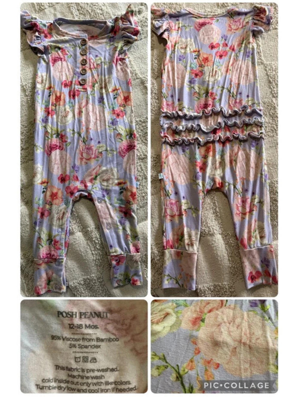 Posh Peanut Short Sleeve Floral Romper